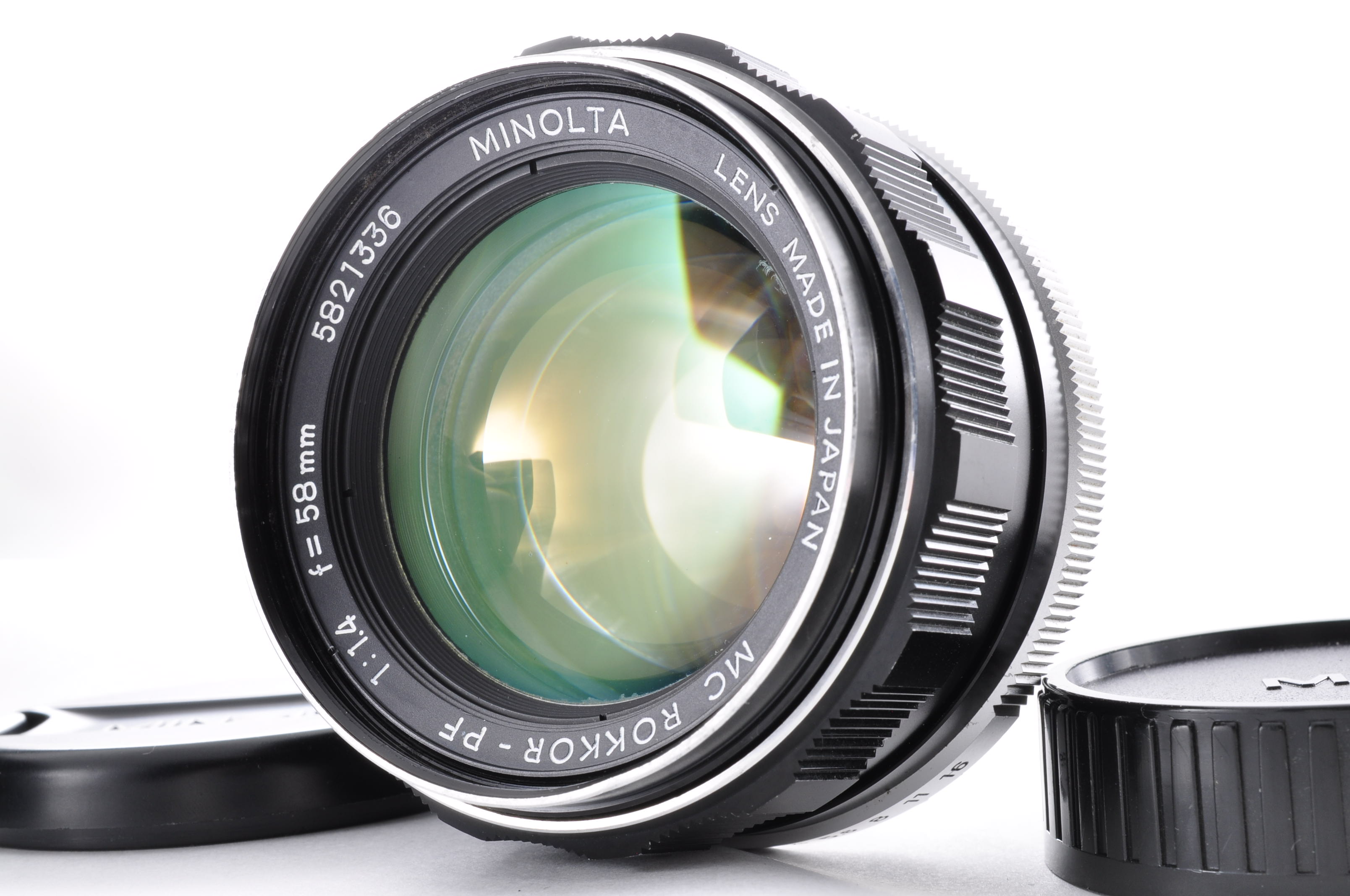[Near Mint] MINOLTA MC ROKKOR-PF 58mm F1.4 Standard Lens w/Caps From Japan img01