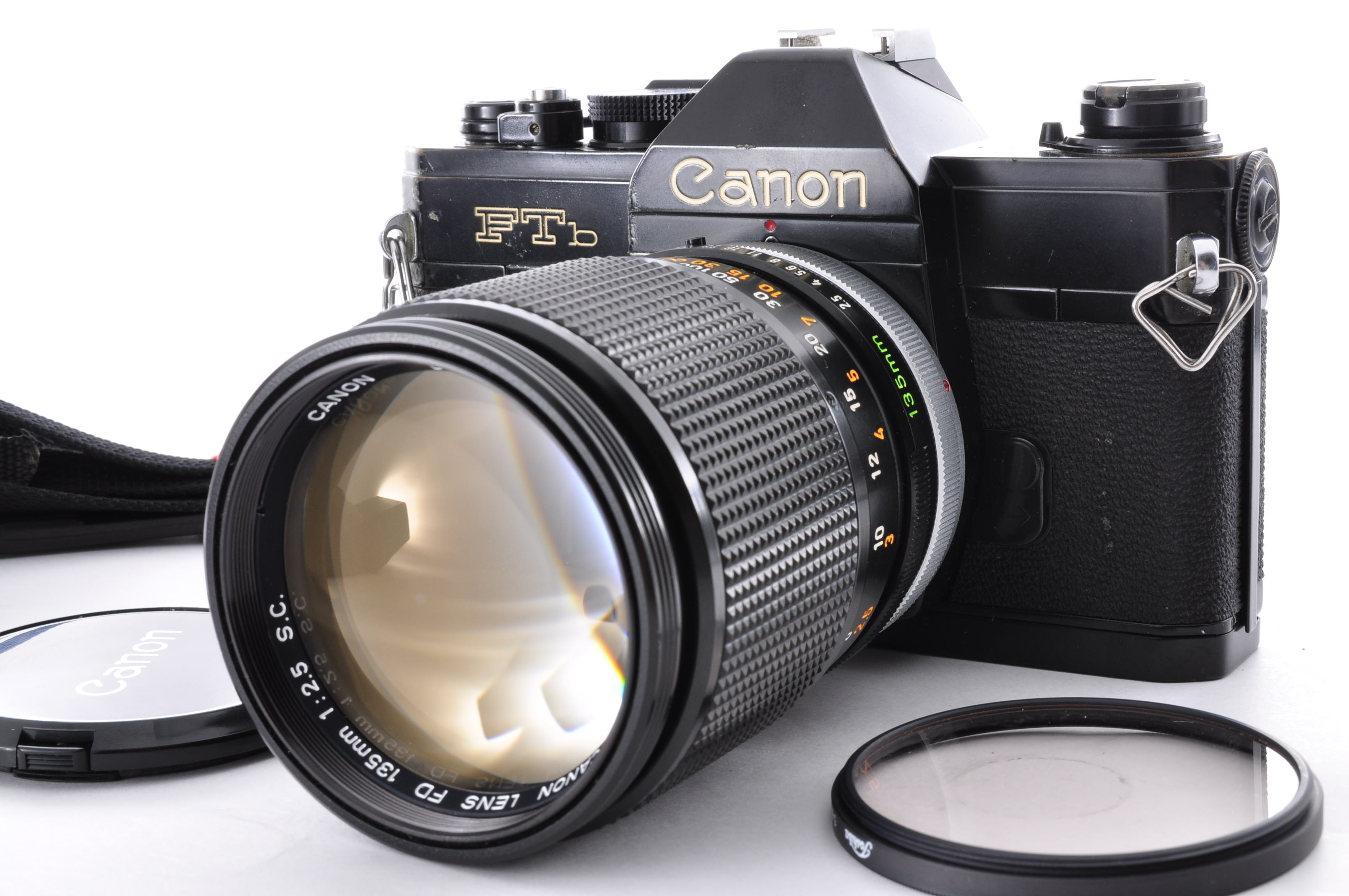 [Excellent] Canon FTb QL Black 35mm Film Camera + FD 135mm F/2.5 SC Lens Japan img01